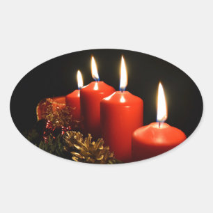 Weihnachtskerzen Ovaler Aufkleber