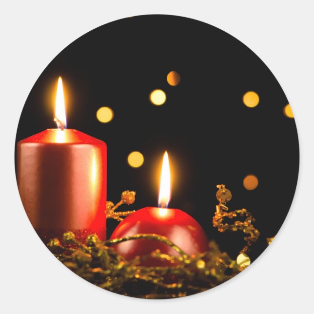 Weihnachtskerzen Runder Aufkleber (Vorderseite)