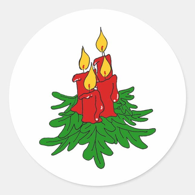 Weihnachtskerzen Runder Aufkleber (Vorderseite)