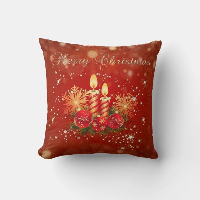 Weihnachtskerzen , Säle, Schneeflocken Kissen (Vorderseite)