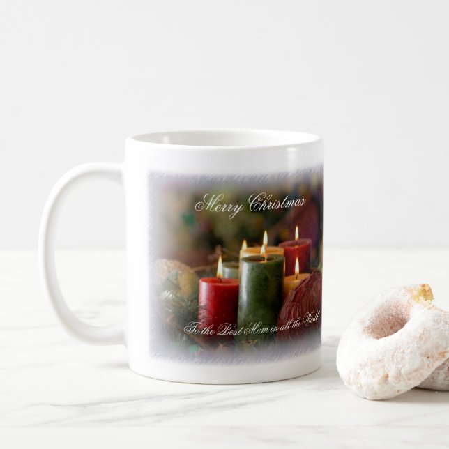 Weihnachtskerzen-Tasse Kaffeetasse (Mit Donut)