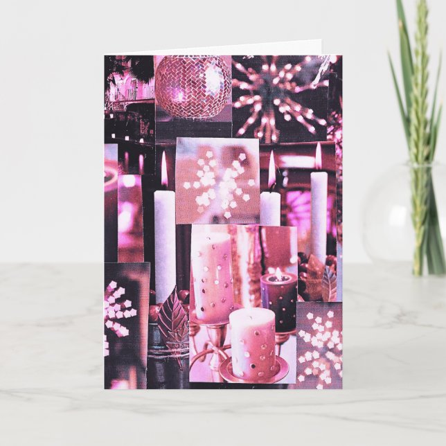 Weihnachtskerzen und Glitzern geklappte Weihnachts Feiertagskarte (Vorderseite)