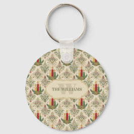Weihnachtskerzen und Ornamente Monogramm Schlüsselanhänger