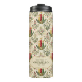 Weihnachtskerzen und Ornamente Monogramm Thermosbecher
