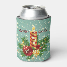Weihnachtskerzen und Schneeflocken Dosenkühler
