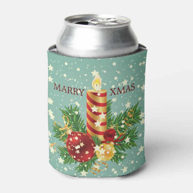 Weihnachtskerzen und Schneeflocken Dosenkühler (Kanne Vorderseite)