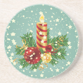 Weihnachtskerzen und Schneeflocken Sandstein Untersetzer