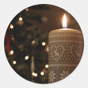 Weihnachtskerzenaufkleber Runder Aufkleber