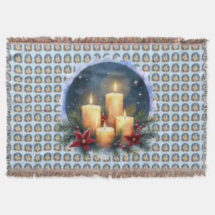 Weihnachtskerzenlicht mit Poinsettien Decke