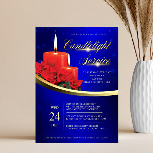 Weihnachtskerzenlicht Weihnachtsstern Blau Kirche Flyer