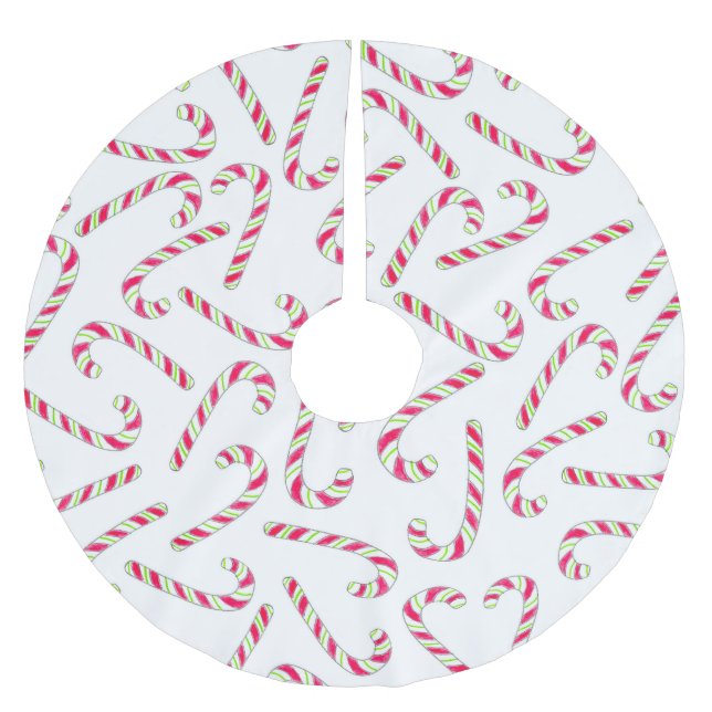 Weihnachtskerzenmuster Polyester Weihnachtsbaumdecke (Vorderseite)