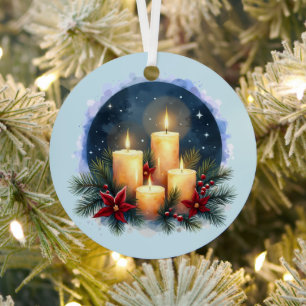 Weihnachtskerzenschein mit Weihnachtssternen Ornament Aus Metall