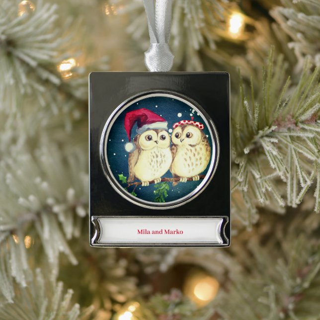 Weihnachtskeule in der Liebe süß Banner-Ornament Silber (Baum)