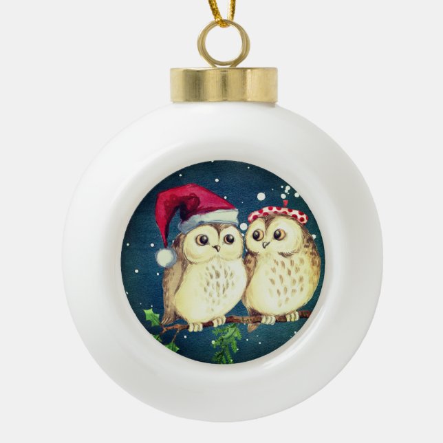 Weihnachtskeule in der Liebe süß Keramik Kugel-Ornament (Vorderseite)
