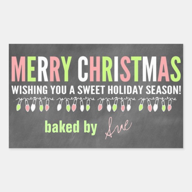 Weihnachtskhalkboard Baked Goods Labels Rechteckiger Aufkleber (Vorderseite)