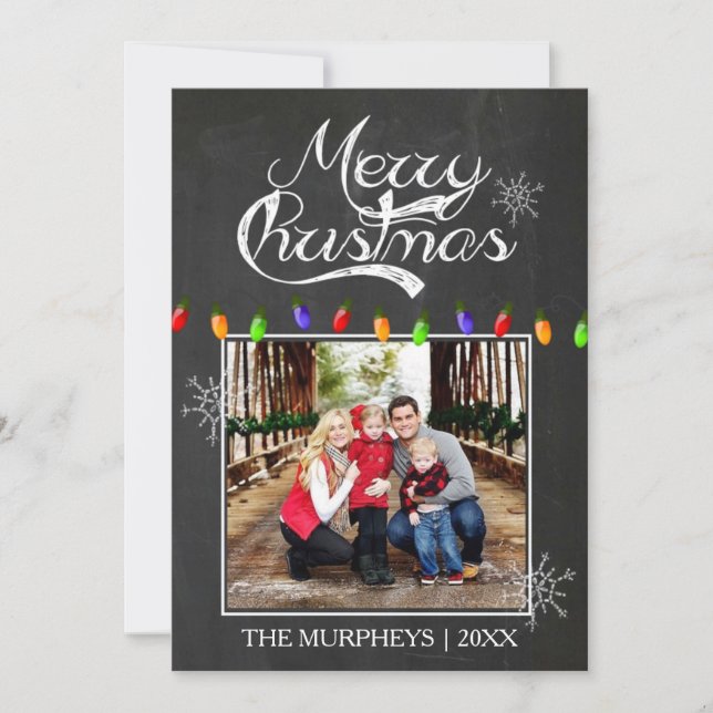 Weihnachtskhalkboard Foto Grußkarte Feiertagskarte (Vorderseite)
