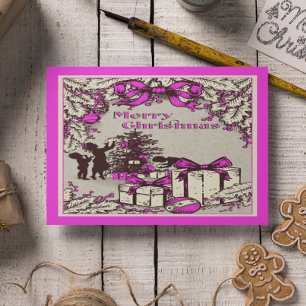 Weihnachtskids dekorieren Baum Feiertagspostkarte