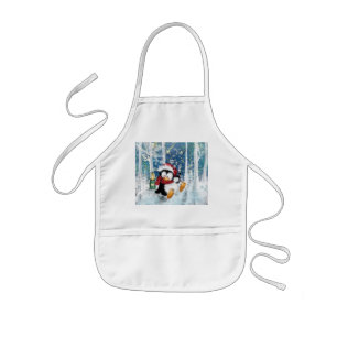 Weihnachtskids-Schürze-Geschenk mit Happy Pinguin  Kinderschürze
