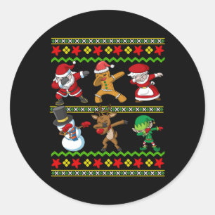 Weihnachtskids Weihnachtsmann Dabbing Squad Männer Runder Aufkleber