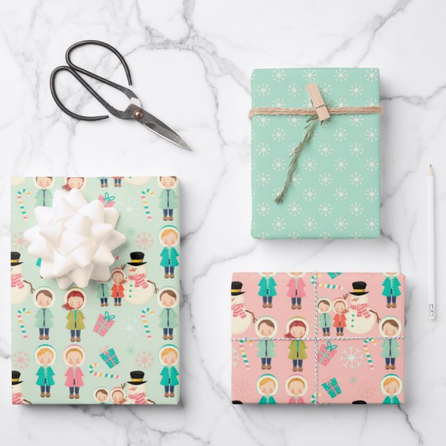 Weihnachtskids-Wrackpapier Geschenkpapier Set (Vorderseite)