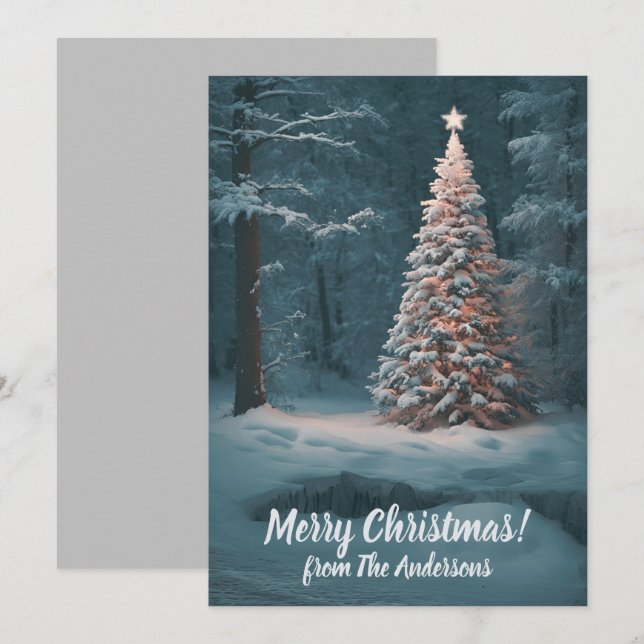 Weihnachtskiefer 14, Frohe Weihnachten, Grußkarte Einladung (Vorne/Hinten)