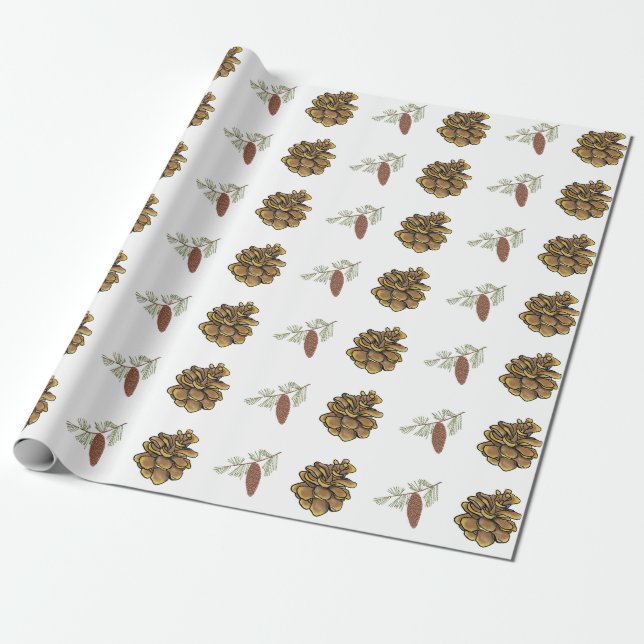 Weihnachtskiefer mit grünen Zweigen Baummuster Geschenkpapier (Ungerollt)