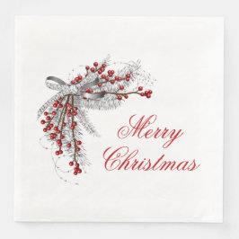 Weihnachtskiefer und Berries Serviette