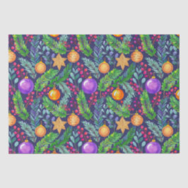 Weihnachtskiefer und -schmuck lila Muster Seidenpapier