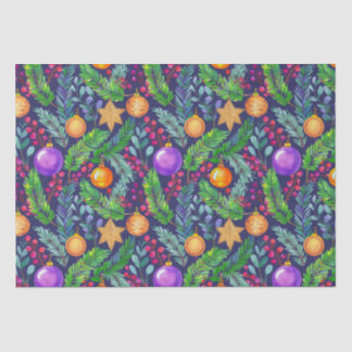 Weihnachtskiefer und -schmuck lila Muster Seidenpapier