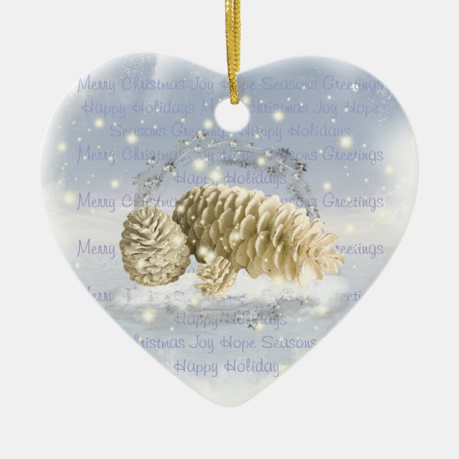 Weihnachtskiefern-Kegel-Verzierung Keramikornament (Vorne)