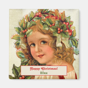Weihnachtskind Holly Verlasse in ihrem Haar Magnet