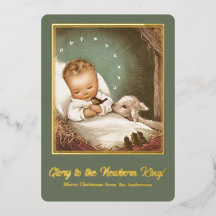 Weihnachtskind Jesus mit Lamm
