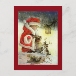 Weihnachtskind mit Hund Feiertagspostkarte