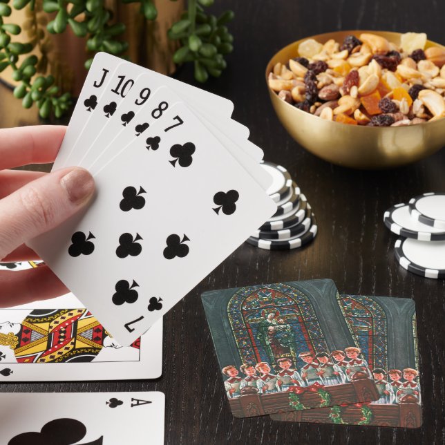 Weihnachtskinder aus dem 19. Jahrhundert Gesang in Spielkarten (In Situ)