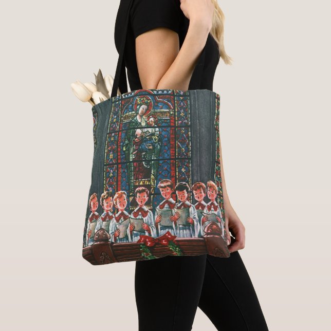 Weihnachtskinder aus dem 19. Jahrhundert Gesang in Tasche (Von Nahem)