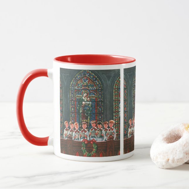 Weihnachtskinder aus dem 19. Jahrhundert Gesang in Tasse (Mit Donut)