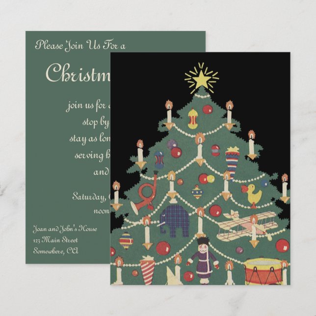Weihnachtskinder aus dem 19. Jahrhundert rund um e Einladung (Vorne/Hinten)