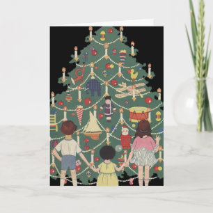 Weihnachtskinder aus dem 19. Jahrhundert rund um e Feiertagskarte