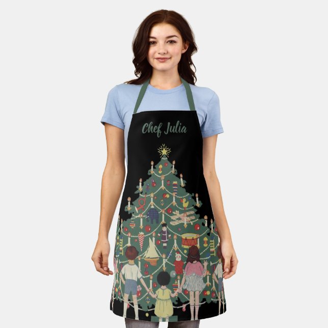 Weihnachtskinder aus dem 19. Jahrhundert rund um e Schürze (Getragen)