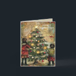 Weihnachtskinder dekorieren Baum Feiertagskarte<br><div class="desc">Vintage Weihnachten gefaltet Grußkarte mit dem Bild von zwei Kindern schmücken einen Weihnachtsbaum. Text sagt, "Frohe Weihnachten", aber ist für Ihre eigenen Gruß anpassbar. Personalisiert auf der Innenseite mit Ihrer Nachricht und Ihrem Namen. Kontaktieren Sie mich für Hilfe bei Ihrer Anpassung oder um zusätzliche Matching oder Koordination von Zazzle Produkten...</div>