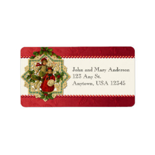 Weihnachtskinder in Vintage - Labels Adressaufkleber