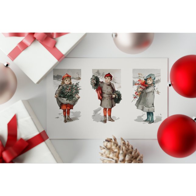 Weihnachtskinder mit Kleider Postkarte (Von Creator hochgeladen)