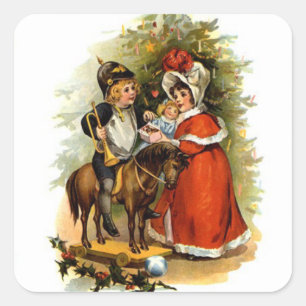Weihnachtskinder Quadratischer Aufkleber