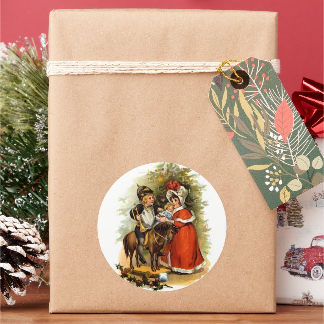 Weihnachtskinder Runder Aufkleber (Feiertag)