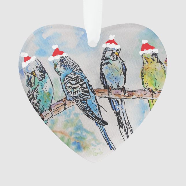 Weihnachtskinderdekoration in Santa Budgies Budgie Ornament (Vorderseite)