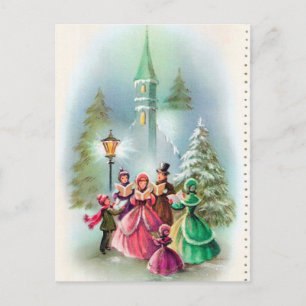 Weihnachtskirche Carolers Weihnachtsfeiertag Postk Feiertagspostkarte