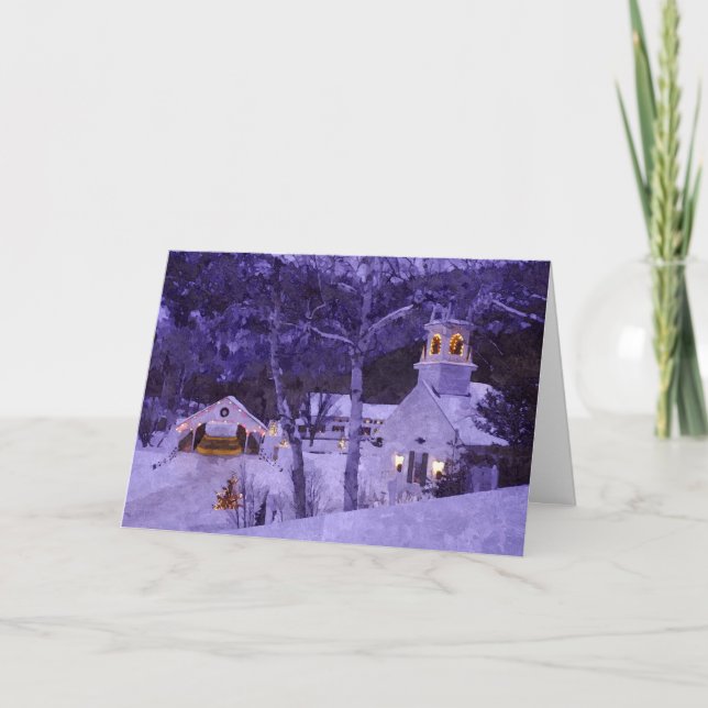 Weihnachtskirche Feiertagskarte (Vorderseite)