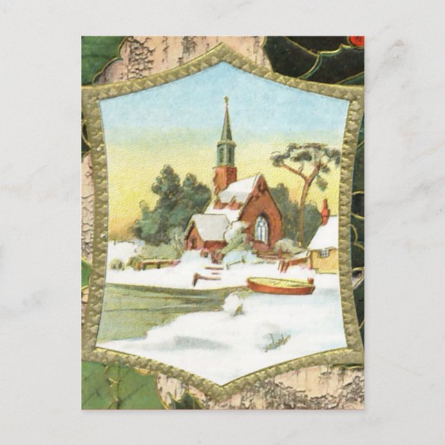 Weihnachtskirche Feiertagspostkarte (Vorderseite)