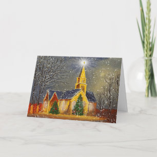 Weihnachtskirche im Schnee Karte