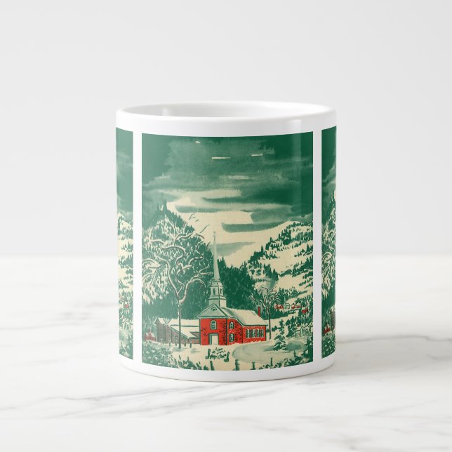 Weihnachtskirche, Schnee im Winter Jumbo-Tasse (Vorderseite)